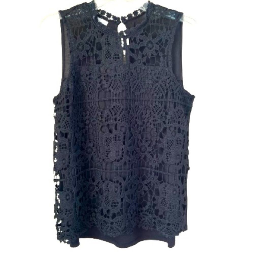 Mauriceβs Black Crochet Sleeveless Lined Whimsygoth Dark Academia Blouse Size M